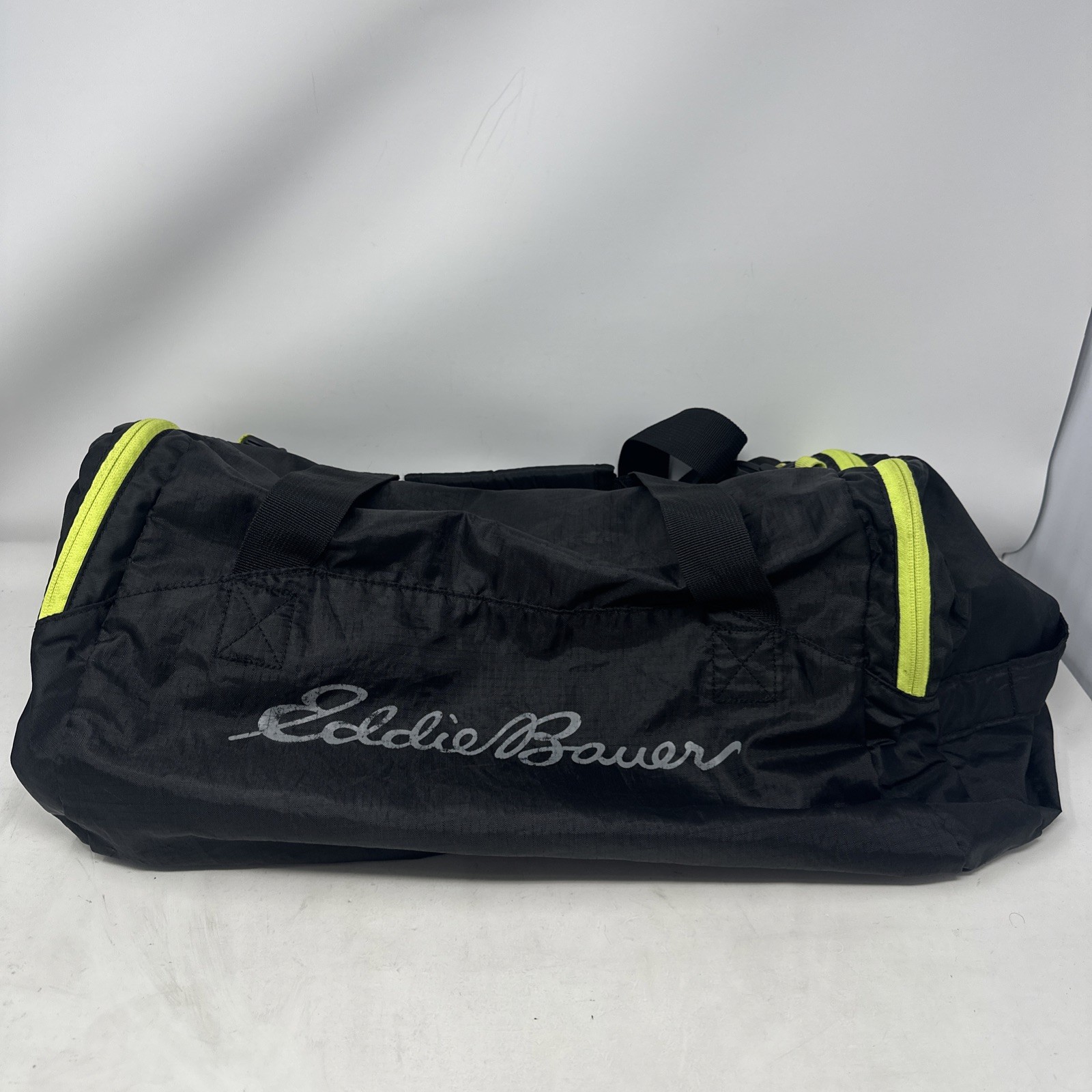 Vintage Eddie Bauer Duffle Stowaway Duffel Bag 40L Black Gym Travel Bag