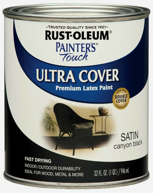 Rust-Oleum Ultra Cover SATIN 1 qt. Premium Latex Paint CANYON BLACK 267332 NEW!!