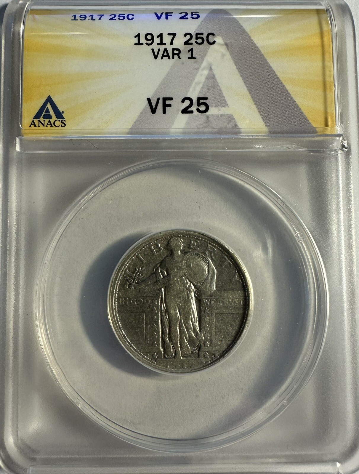1917 P Type 1 Standing Liberty Quarter - ANACS VF 25 - (1064/BXR)