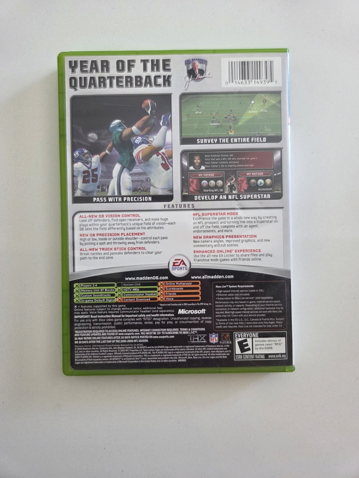 Microsoft Madden NFL 06 Microsoft Xbox Game w/ Original Case & Disc