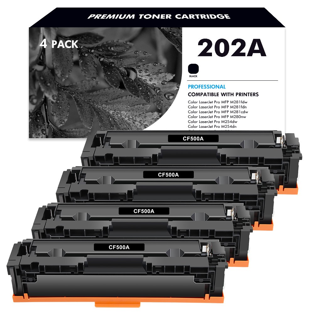 4× Black CF500A 202A Toner fit for HP Color LaserJet Pro M281cdw M281fdw M281dw