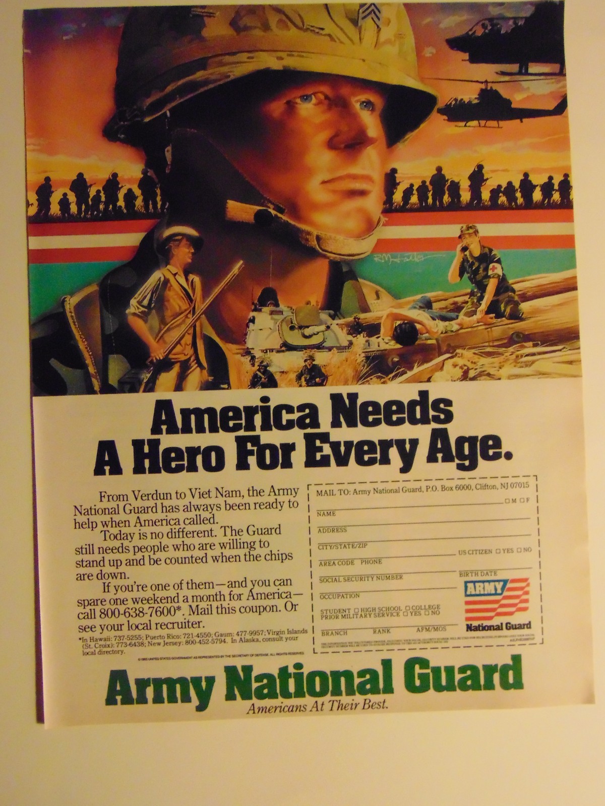 1987 ARMY NATIONAL GUARD- A HERO for Every Age- vintage print ad