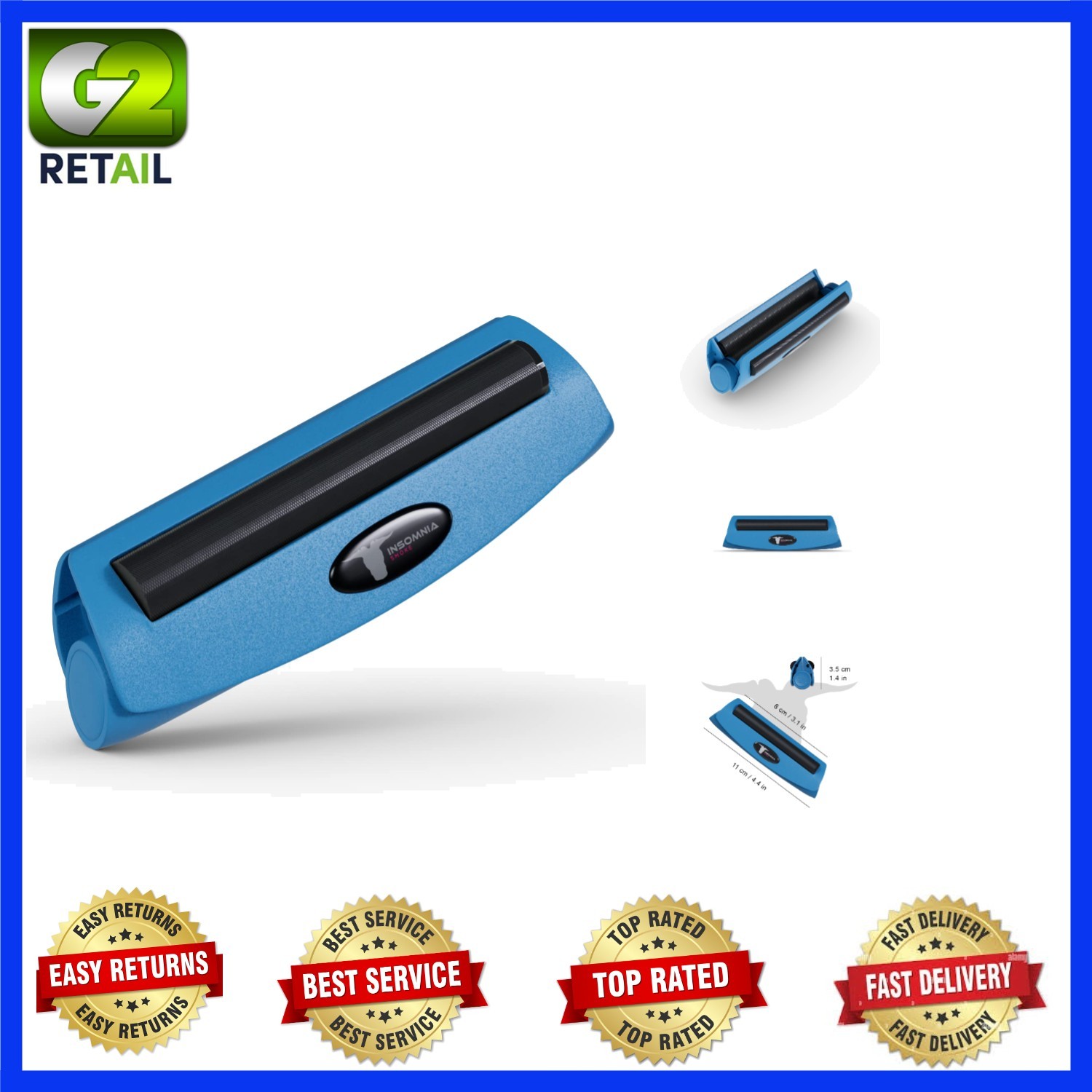 Compact Tobacco Roller for Perfect Cone-Shaped Cigarettes – Travel-Friendly Blue