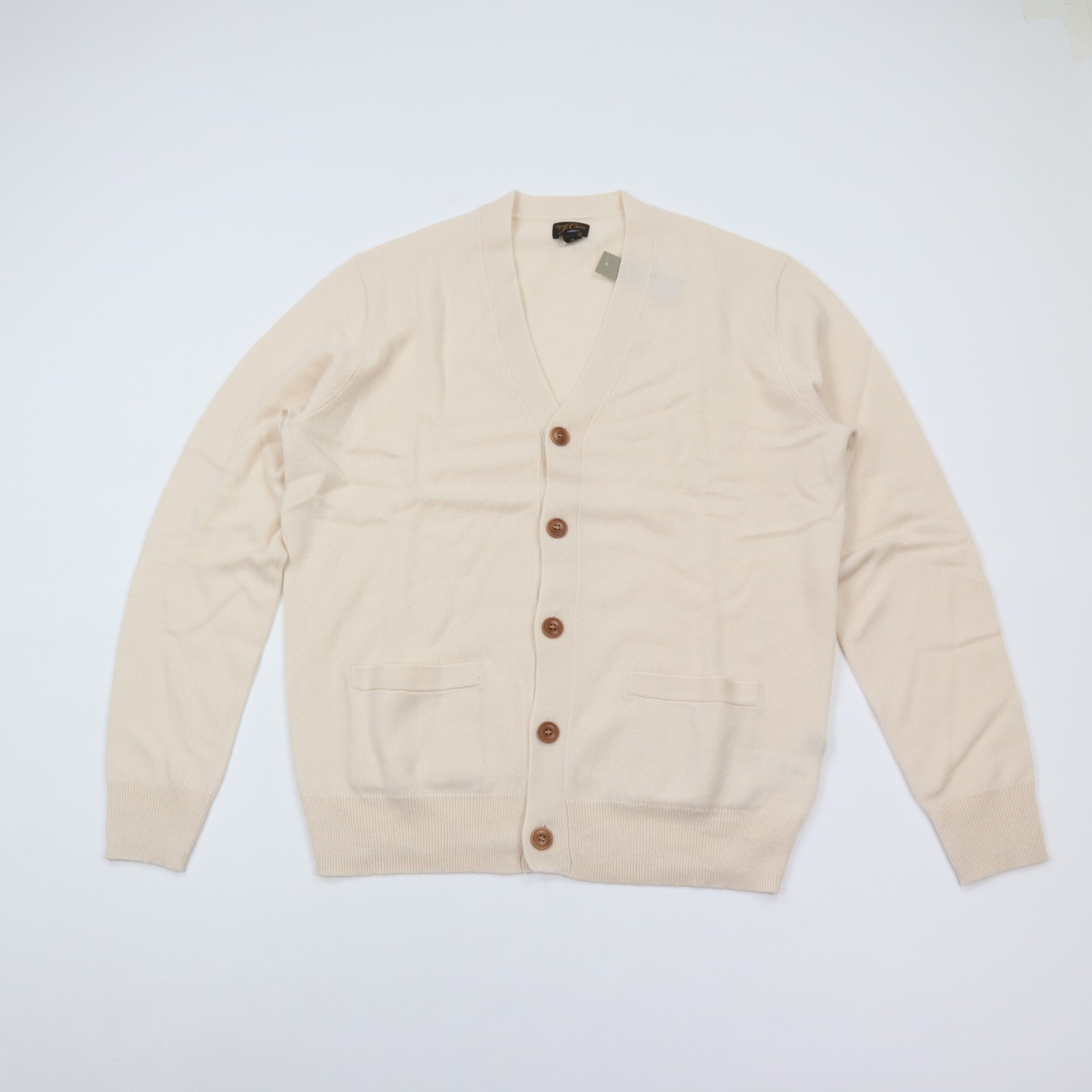J. CREW Sweater Men's Cashmere V-neck Cardigan Heather Vanilla - NWT