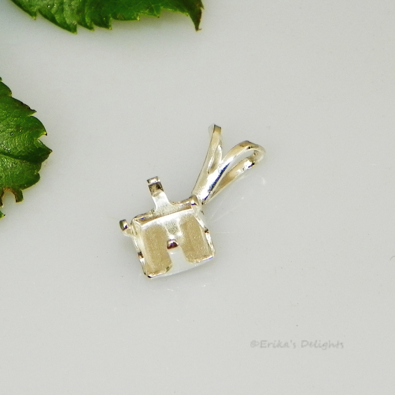 4mm Square Snap Tite Sterling Silver Pendant Setting