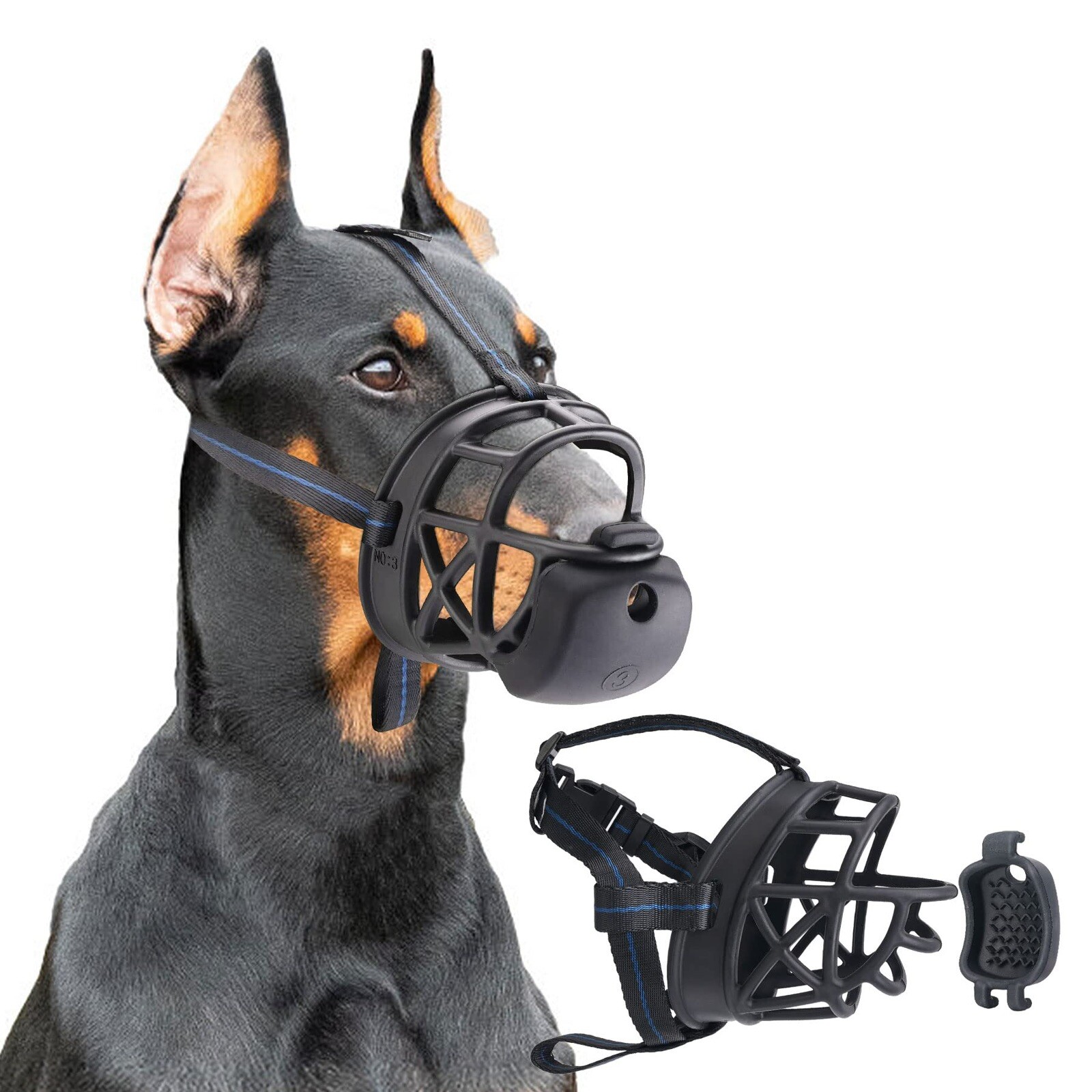 Zeaxuie Dog Muzzle Dog Basket Muzzle with Slow Feeder Pad for Small Medium La...