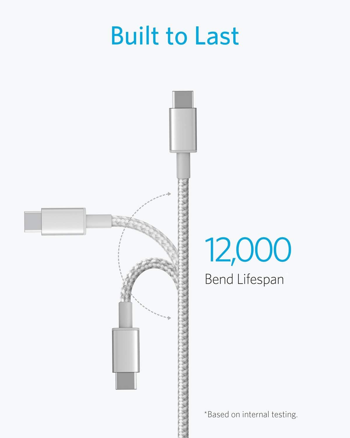 Anker New Nylon USB C to USB C Cable (6ft 60W, 2-Pack), USB 2.0 Type C