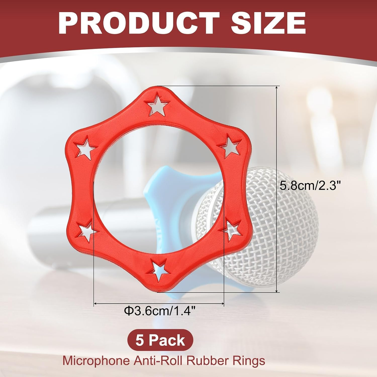 Microphone Anti-Roll Rings, Hexagonal Rubber Mic Rolling Ring - Fitting for (Wir