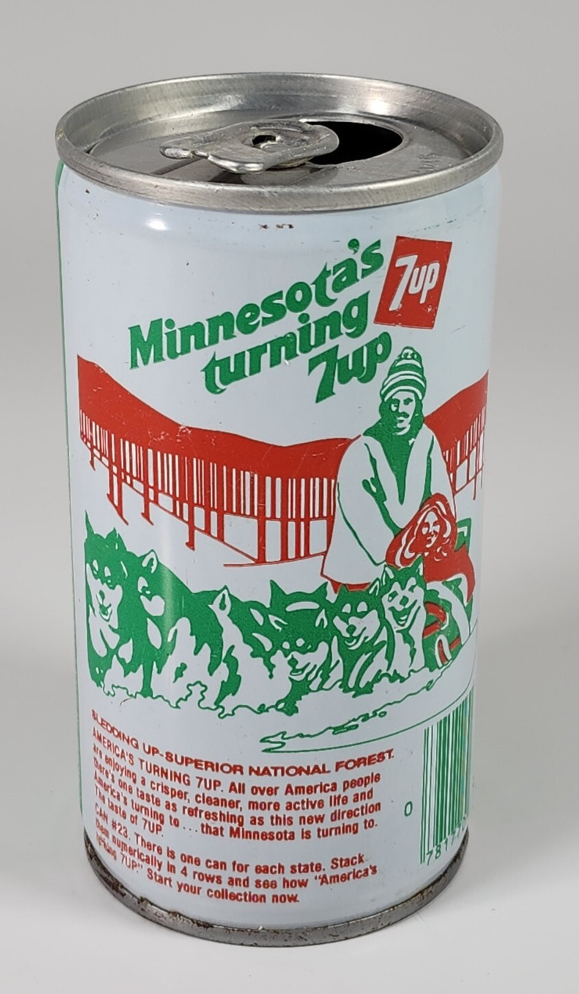 Vintage Steel 7Up Soda Pop Can Minnesota Husky America's Turning 7Up Oshkosh WI