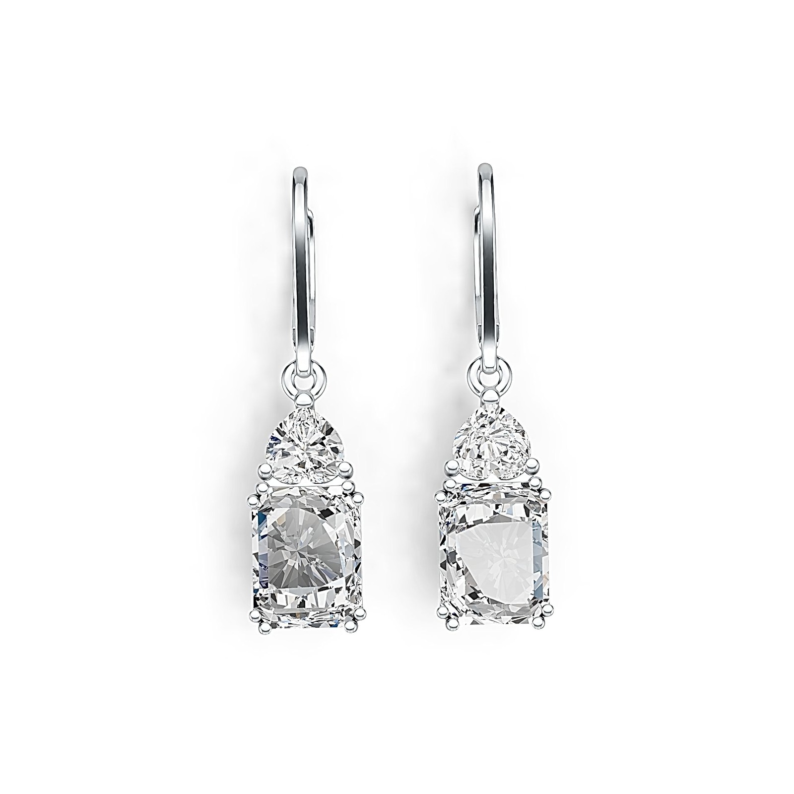 Sterling Silver Semi Mount Earrings Setting Emerald OCT 9X7mm HT 5X5mm