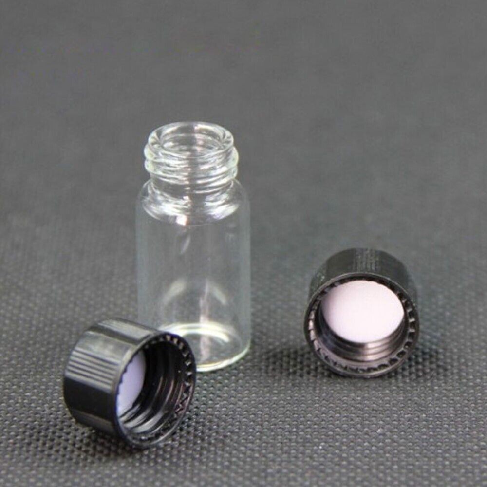 50pcs 3ml Mini Clear Small Empty Glass Bottles Sample Vials Jars with Screw Cap