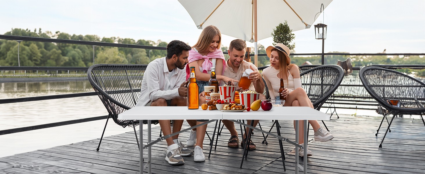 6 FT Folding Picnic Table Simple to Fold and Keep, 3.8 FT Foldable Table for