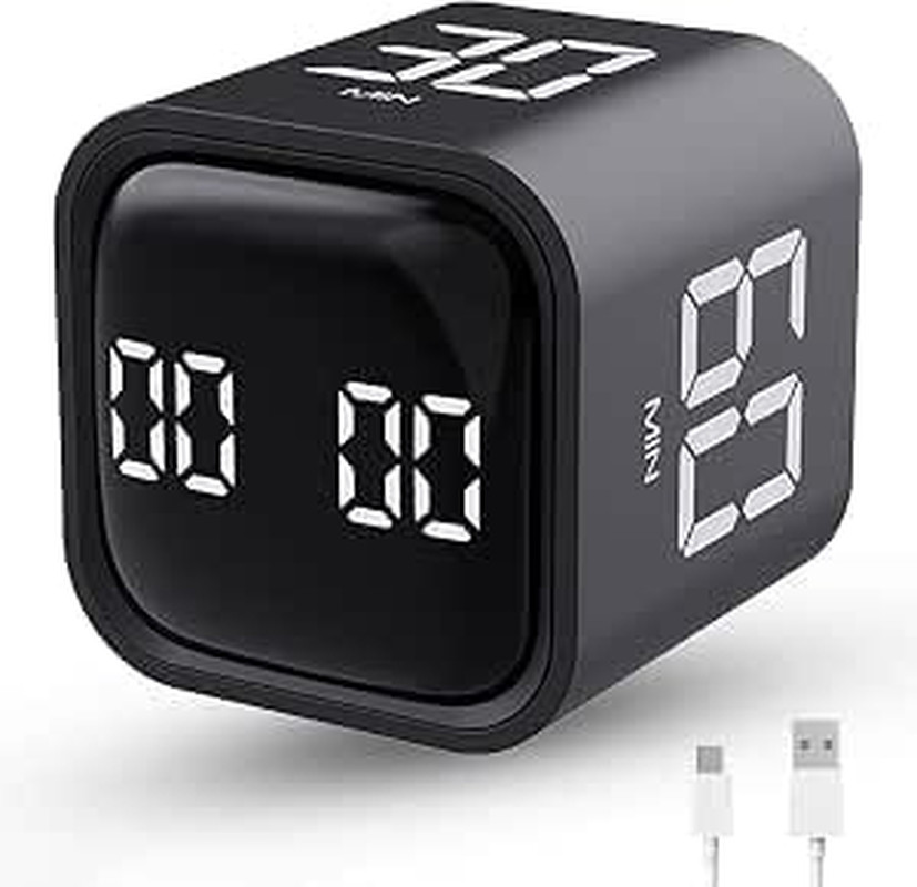 Productivity Timer Flip Gravity Sensor Cube Timer Countdown & Countup,Mute & Vib