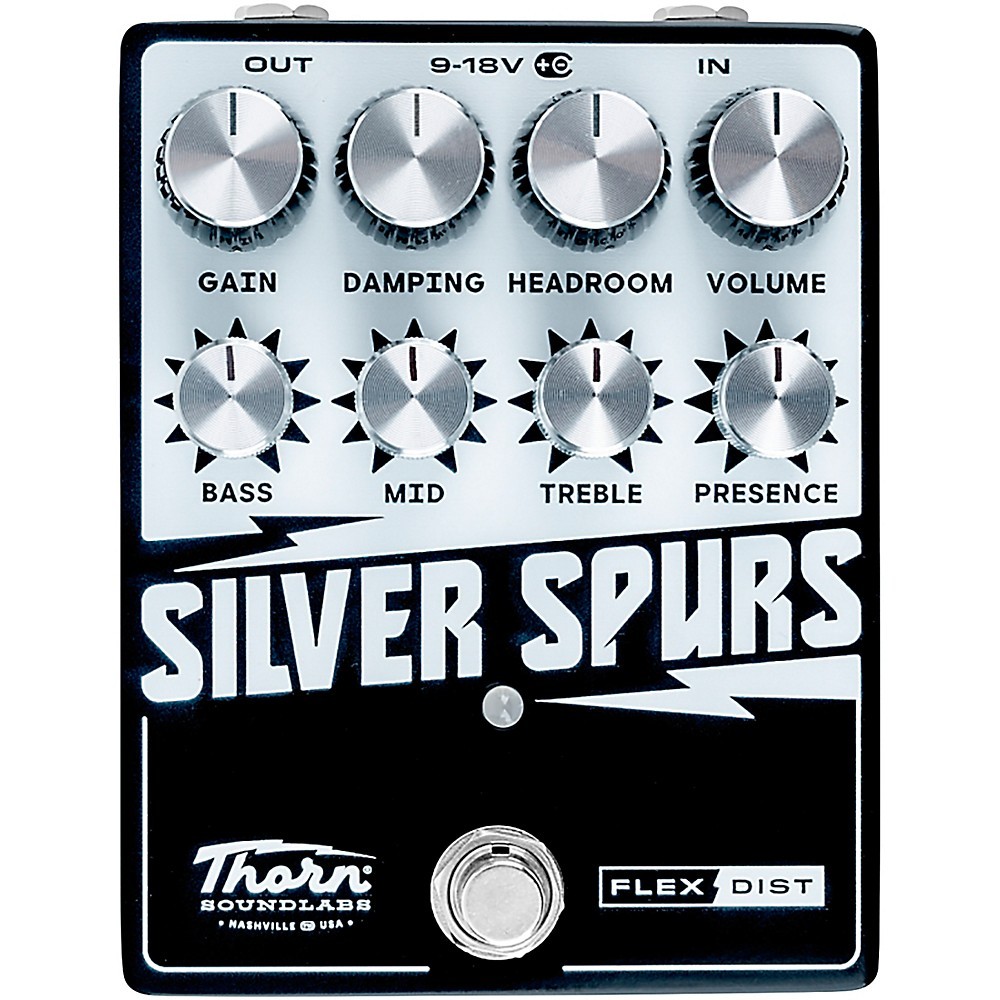 Thorn Soundlabs Silver Spurs Flex Distortion Pedal - Black and White