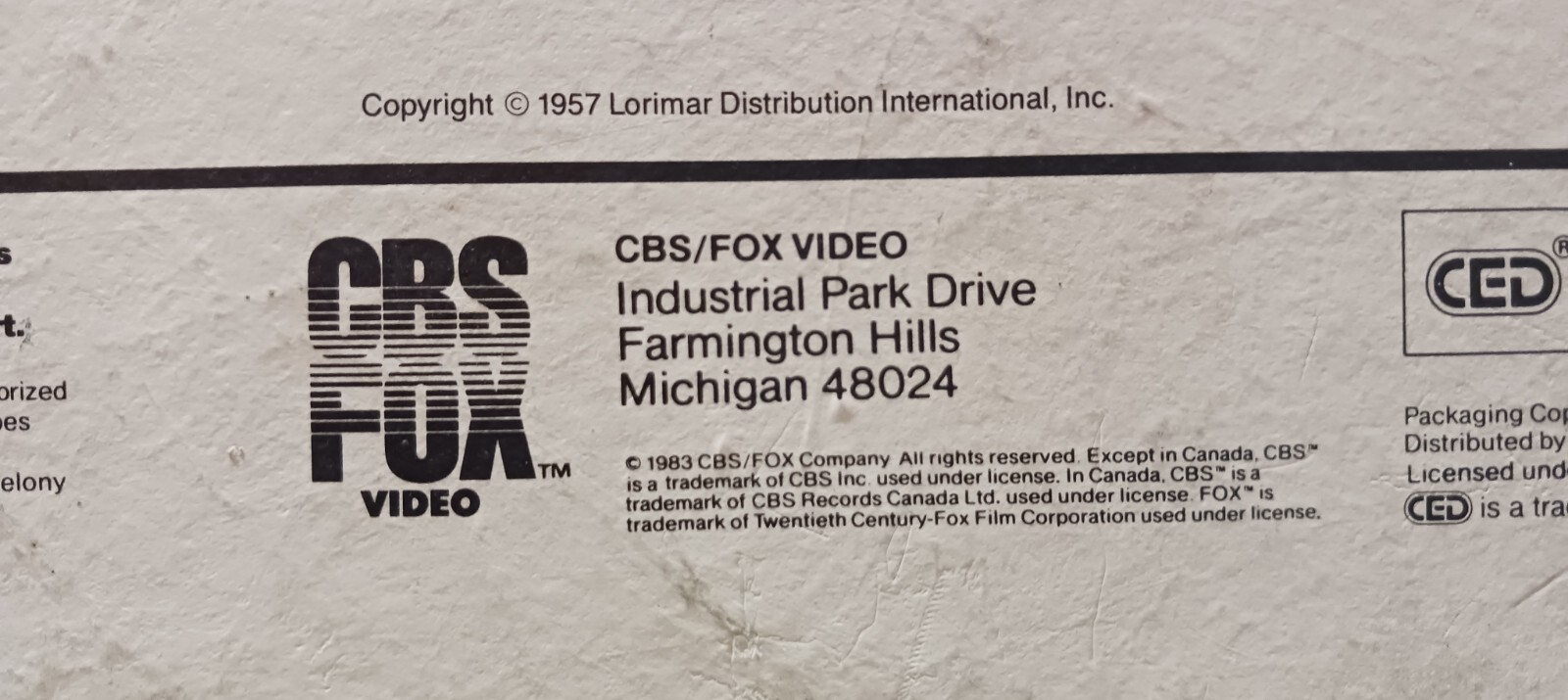 CBS Fox Video- "Love in the Afternoon" TWO- CED Disc Set Pre-Owned 1983