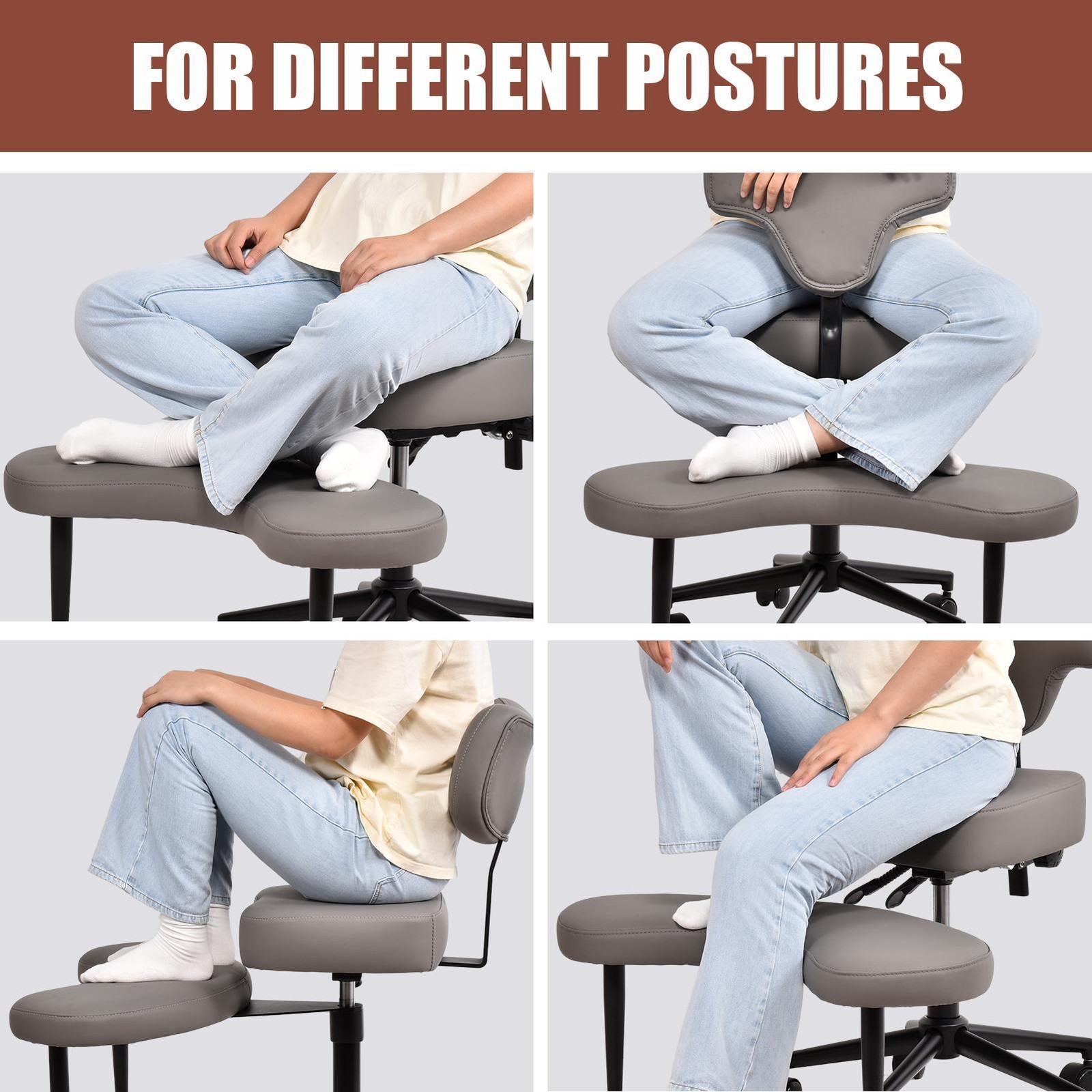 Ergonomic Cross Legged Office Chair With Wheels For Meditation Gaming Stand