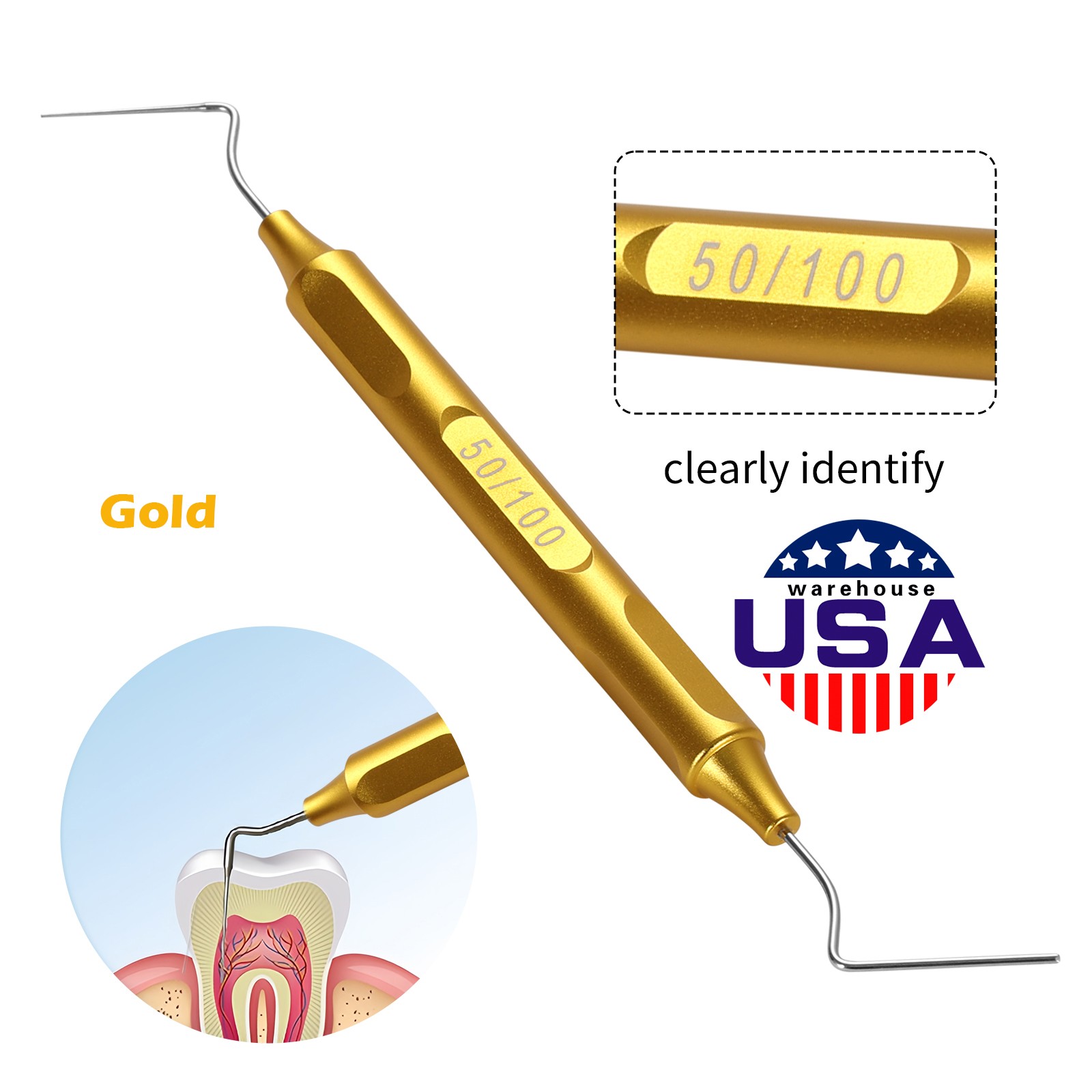 Dental Endo Condenser Gutta Percha Tips NITI Stainless Hand Plugger Gold 50--100