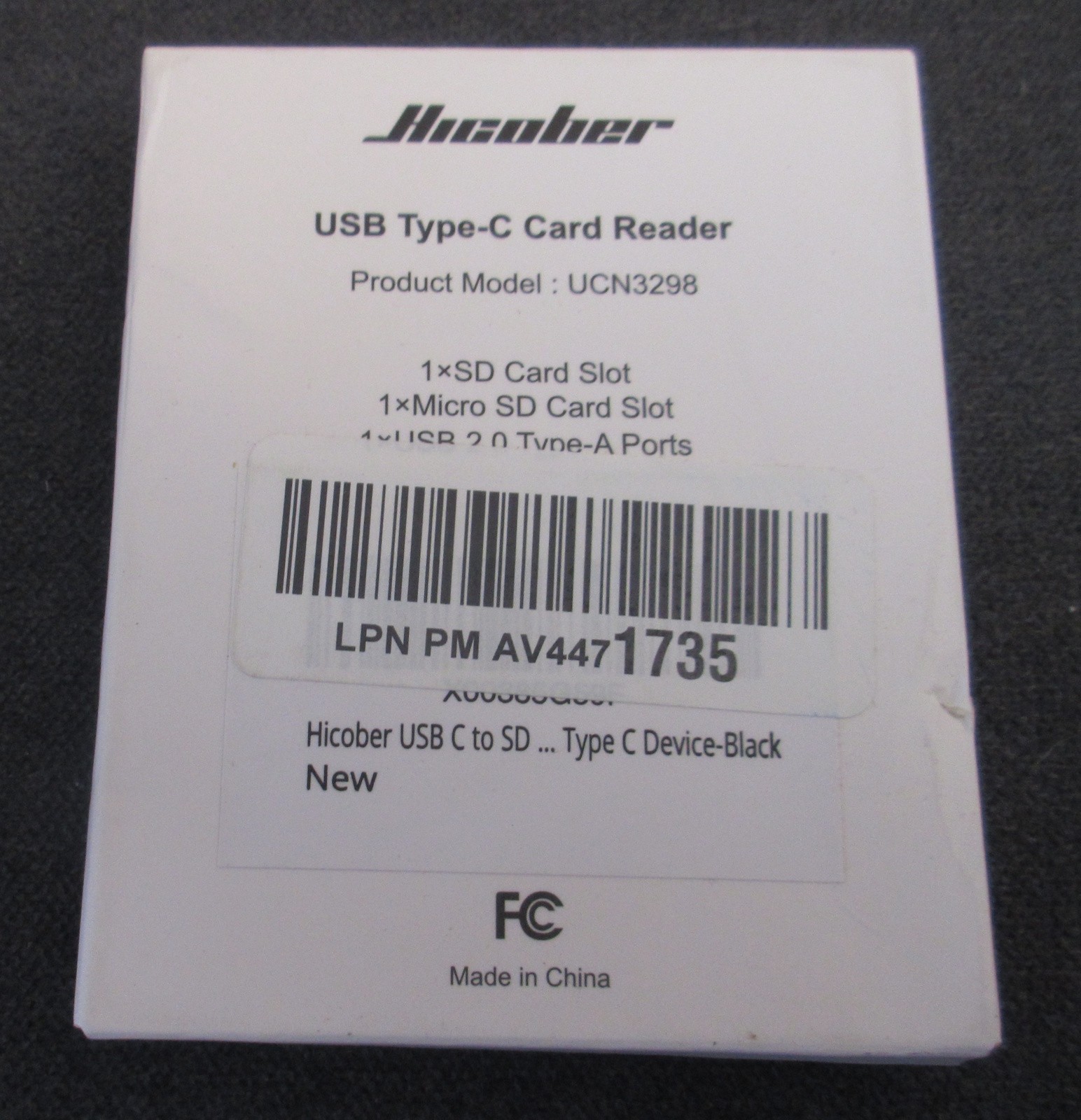 HICOBER USB Type-C Card Reader, Silver UCN3298 SD / Micro SD - NEW in Box