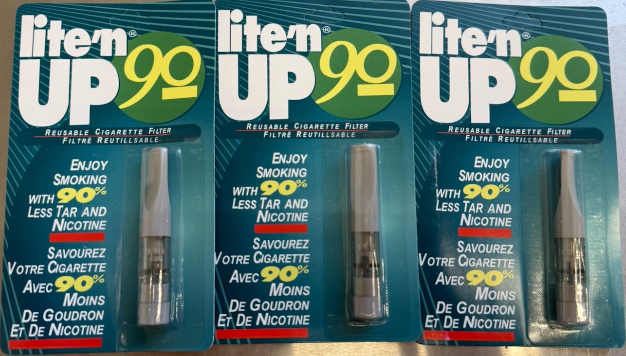 3-Pack LITE'N UP 90 Reusable Cigarette Filter, 90% Less Tar & Nicotine, New