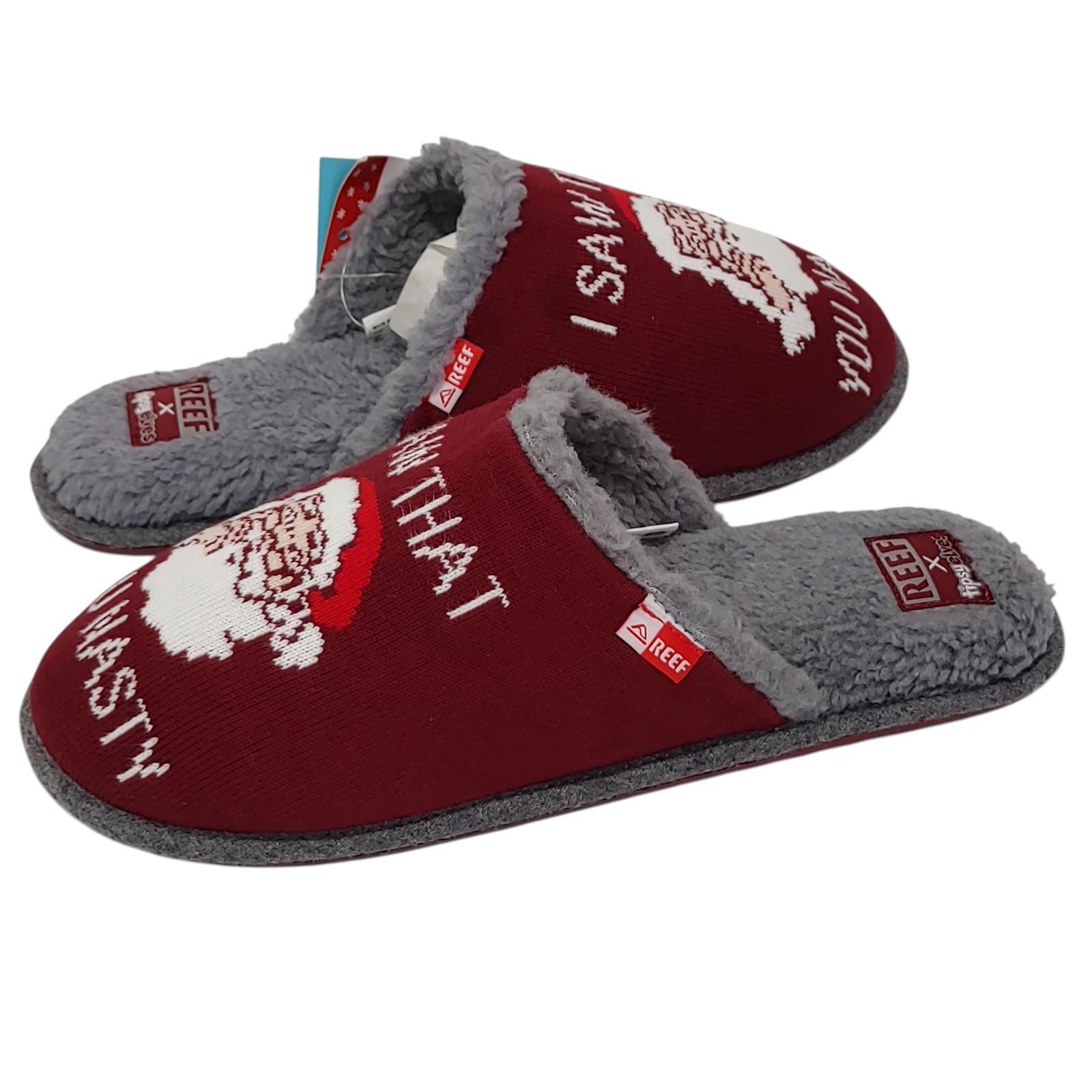 Reef x Tipsy Elves Santa Claus Holydays "You Nasty" Slippers Men's Size 9