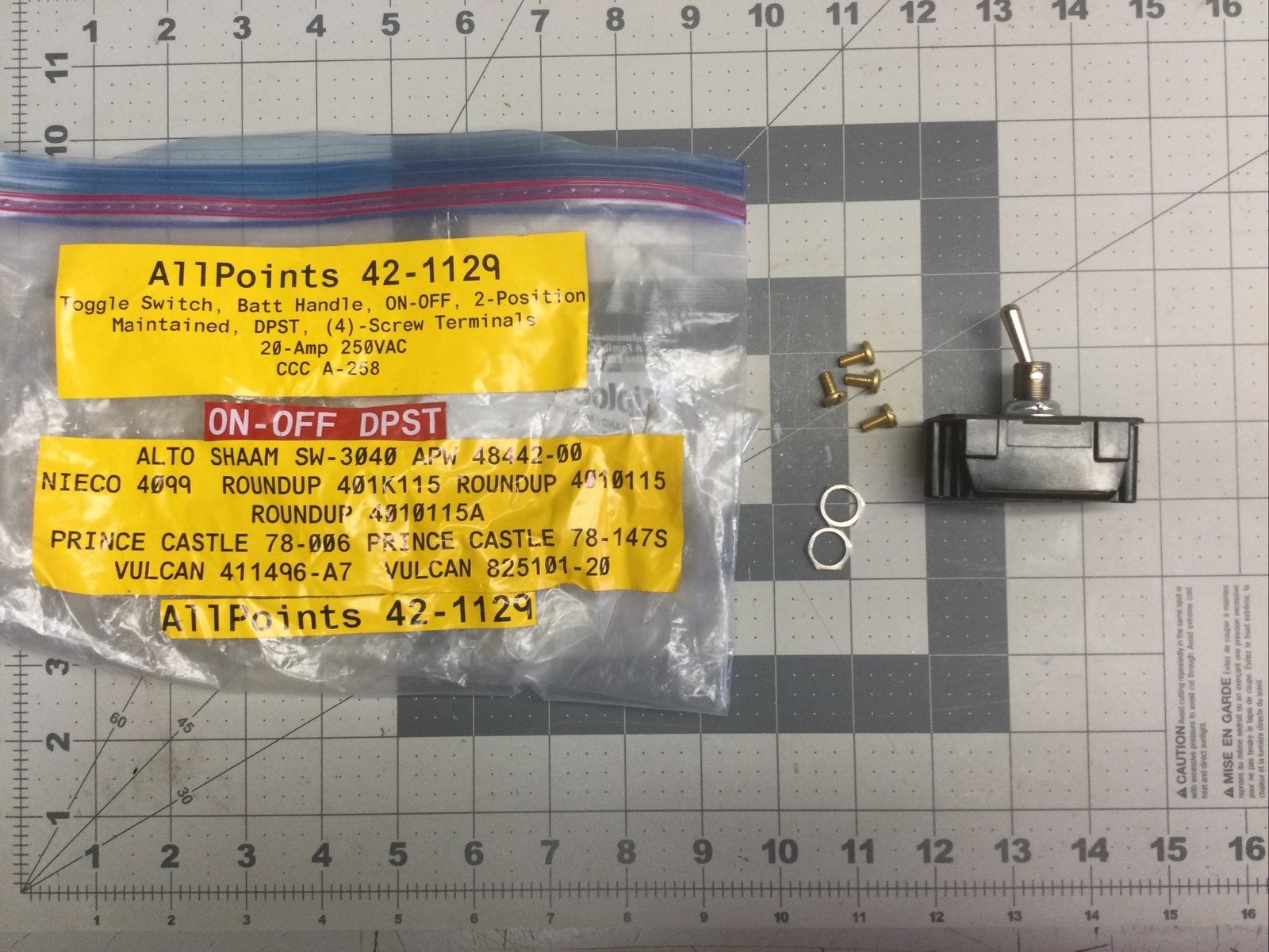 42-1129 On/Off Toggle Switch - 20A/250V - 1-1/2hp-2hp - (LXA9M)