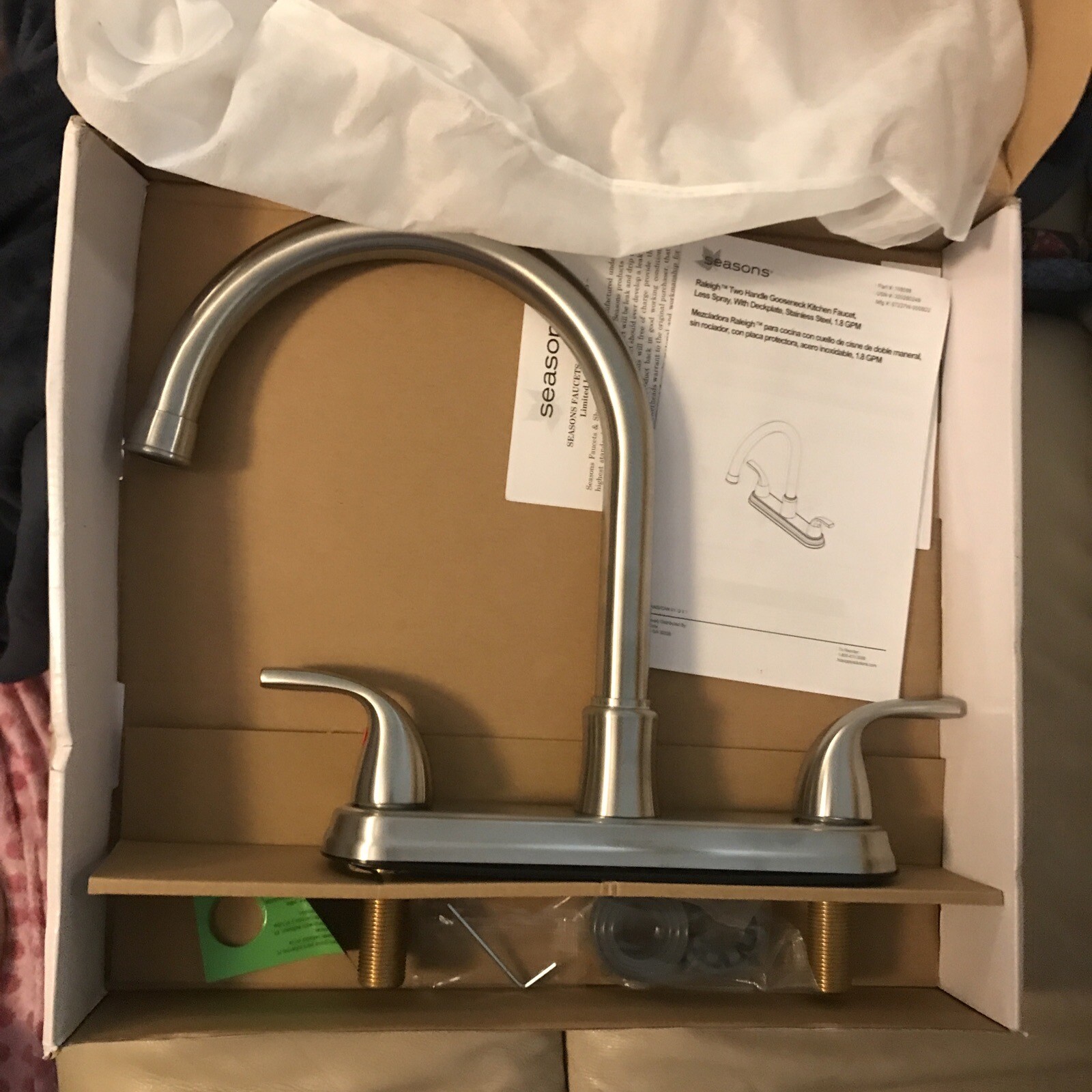 Raleigh Double-Handle Gooseneck Kitchen Faucet In Stainless Steel