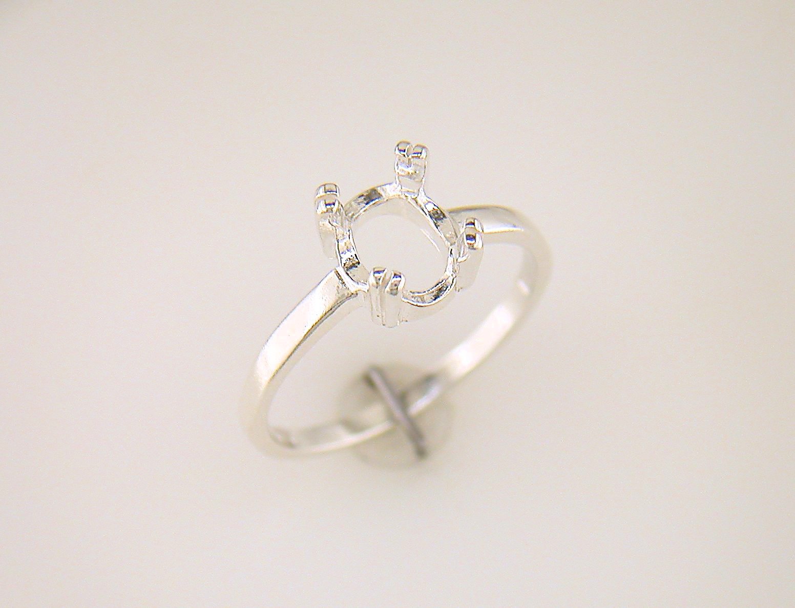 8 x 6 mm Oval Double Prong Solitaire Ring Setting Sterling Silver