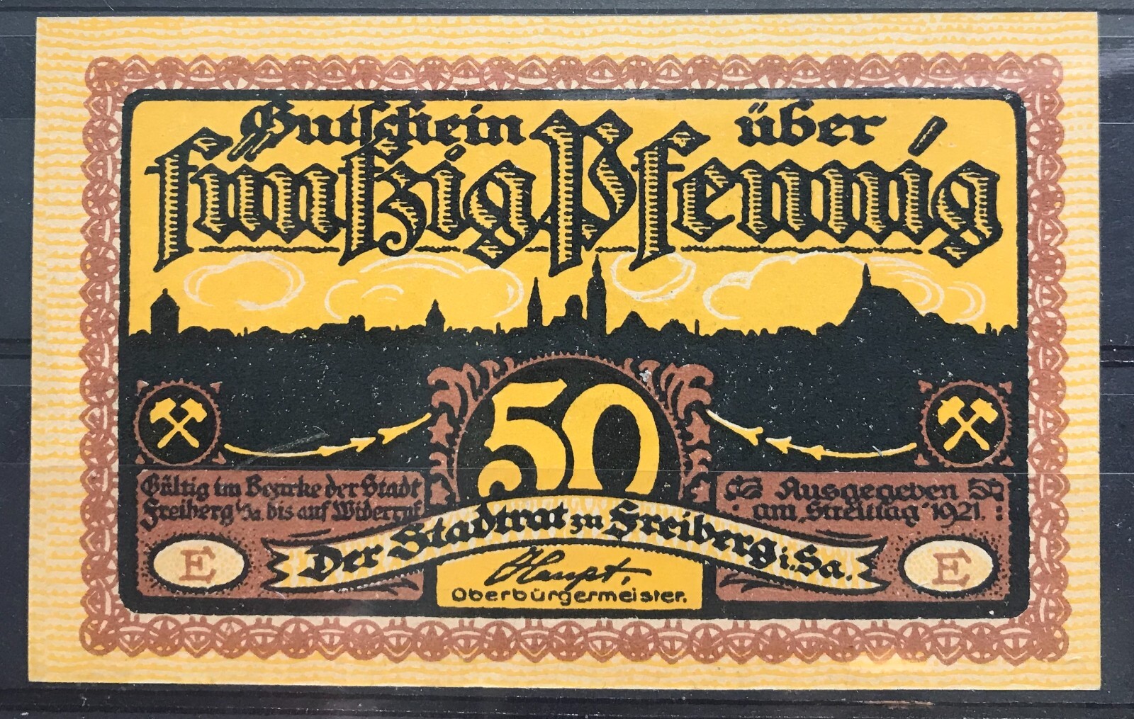 GERMANY Notgeld Streiberg 50pf S - 2 scans