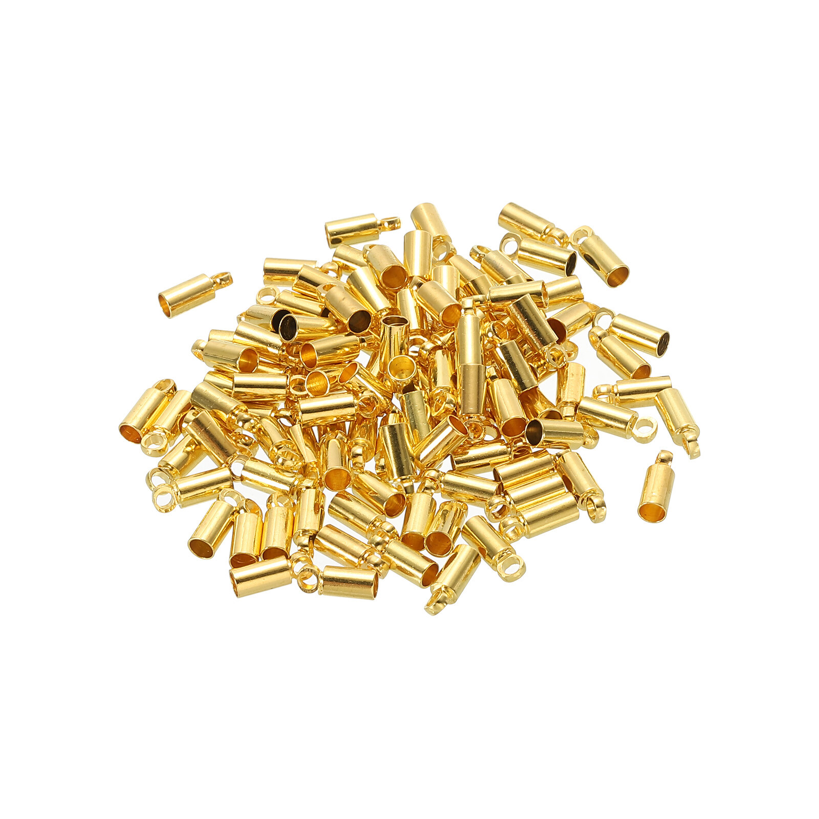 100Pcs Cord End Caps 2.3mm Brass for Jewelry Making 3mm Length Gold