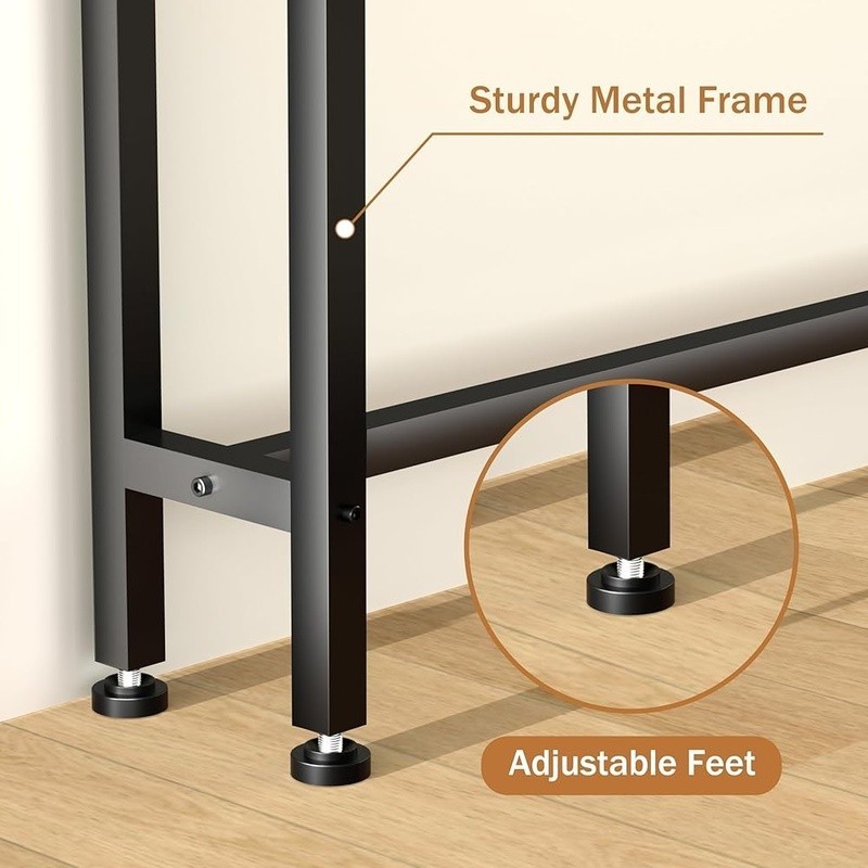 Height Adjustable Console Table W/ Power Hub USB Ports Home Office Use