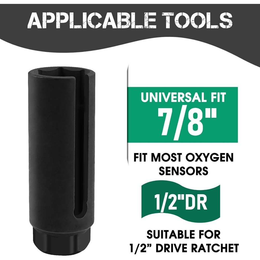 Oxygen Sensor Socket 22mm 7/8 in, 1/2 in Drive O2 Sensor Removal Tool,