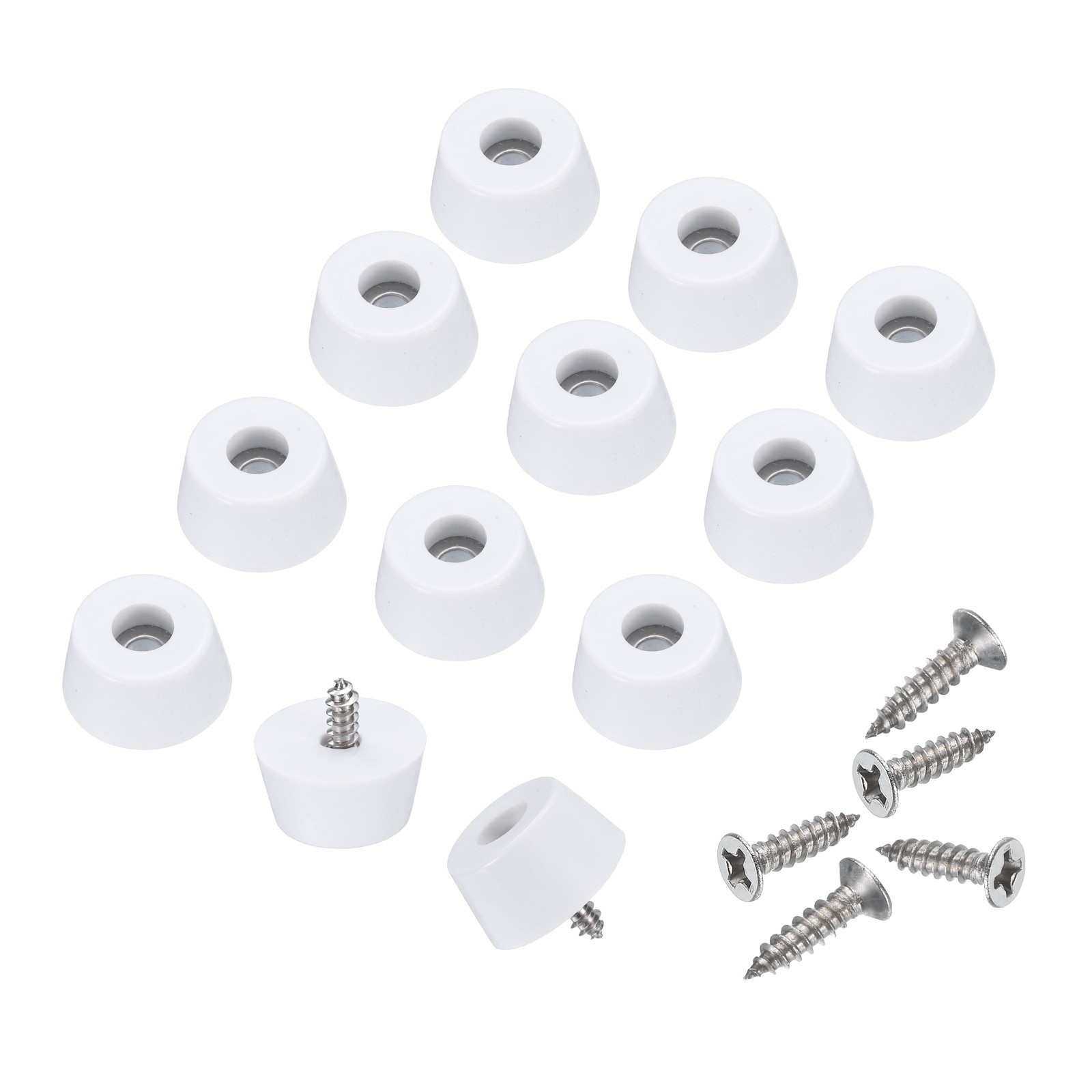 24pcs Conical Rubber Feet Bumpers Buffer with Screws (White 0.5"H x 1"D)