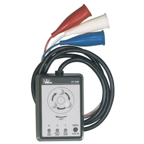 Ideal 61-520 3-Phase Motor Sequence Rotation Tester, Color-coded Insulators