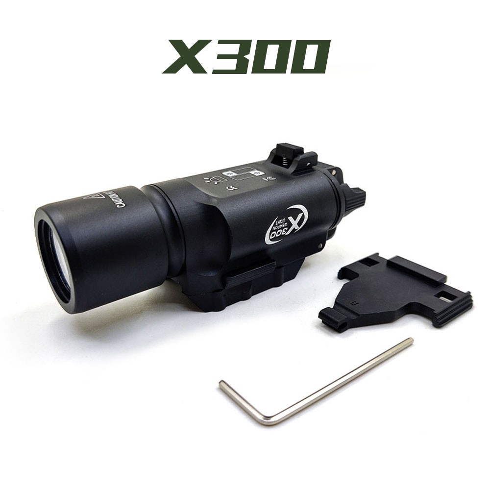 Tactical X300 LED Flashlight Torch X300 Hunting Light Fit 20mm Picatinny Rail