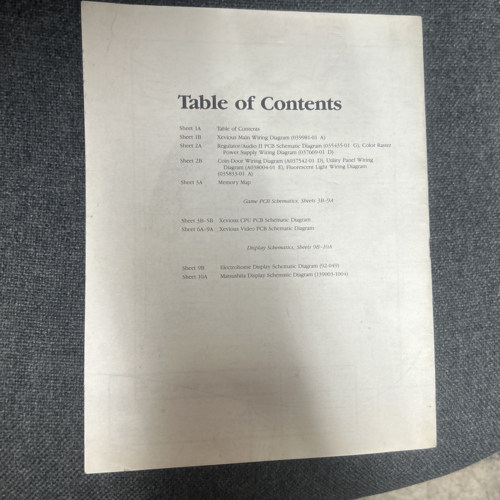 Atari XEVIOUS Schematic Package Supplement Arcade Manual - good used original