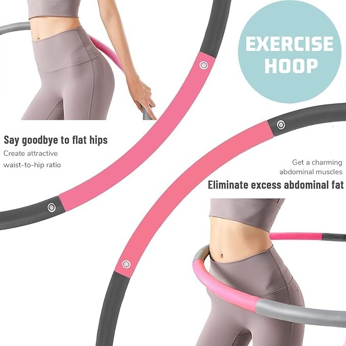 Exercise Weighted Hoops for Adults and Kids, Adjustable 8 Sections 2LB Detachabl