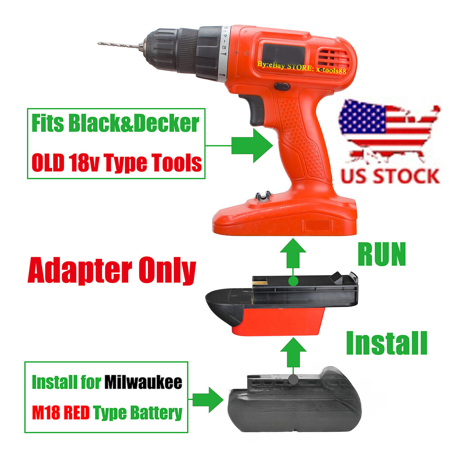 for Mil.waukee M18 Battery To fits Black & Decker Old 18v Adapter- Adapter Only