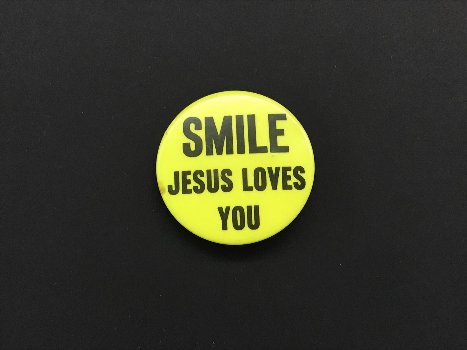 Smile Jesus Loves You Pinback Button 2 1/8" Dia.
