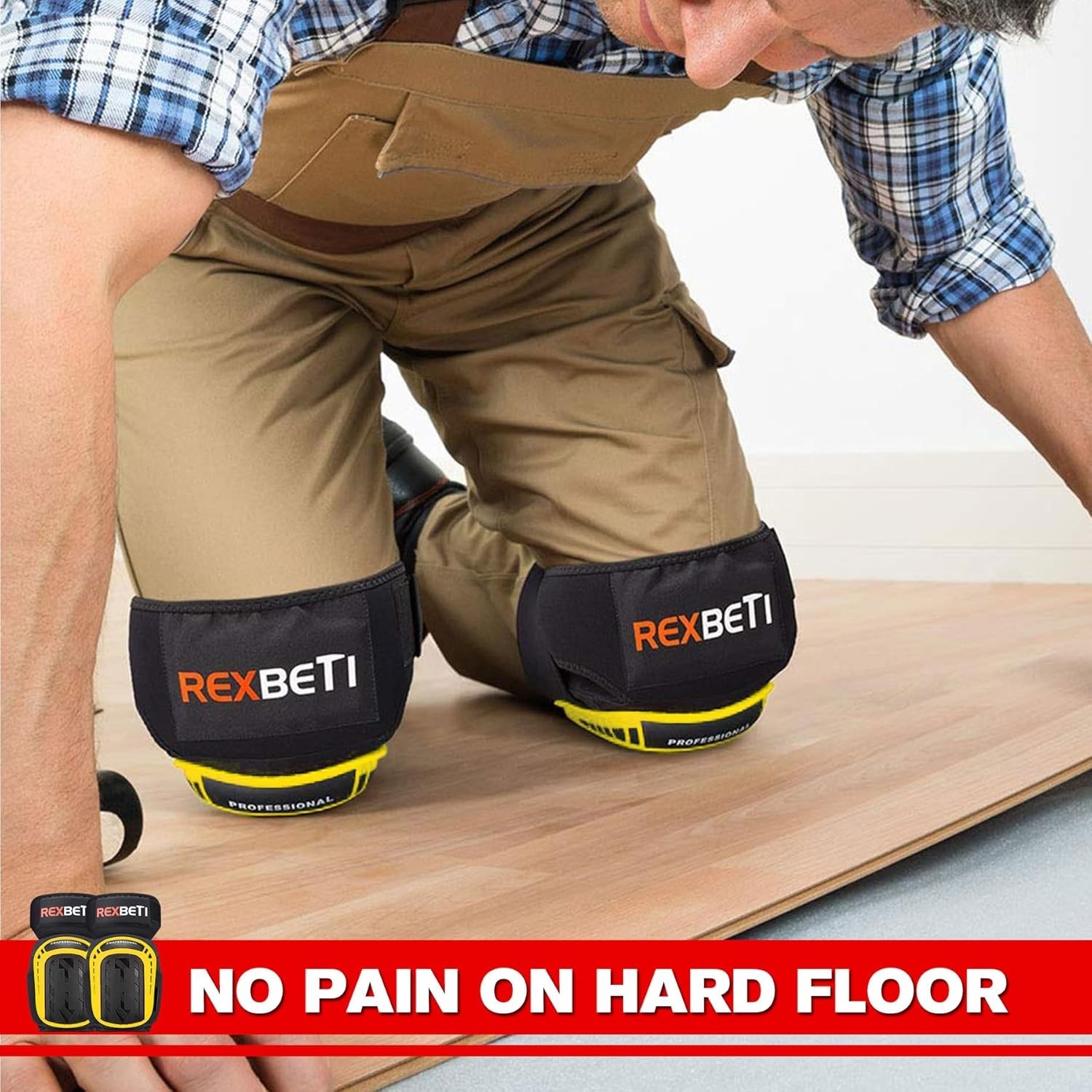 REXBETI Knee Pads for Work, Construction, Original, Yellow