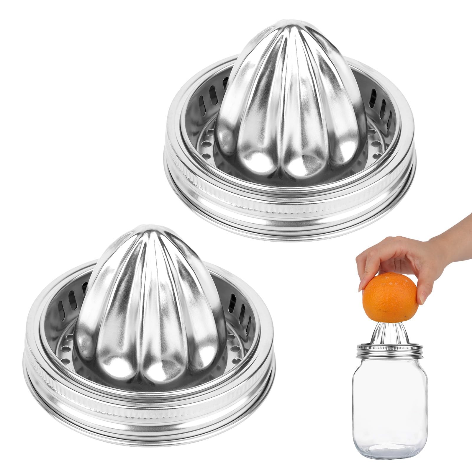 2pcs Mason Jar Juicer Lids for 3.38 Inch Wide Mouth Mason Jar, Stainless Stee...