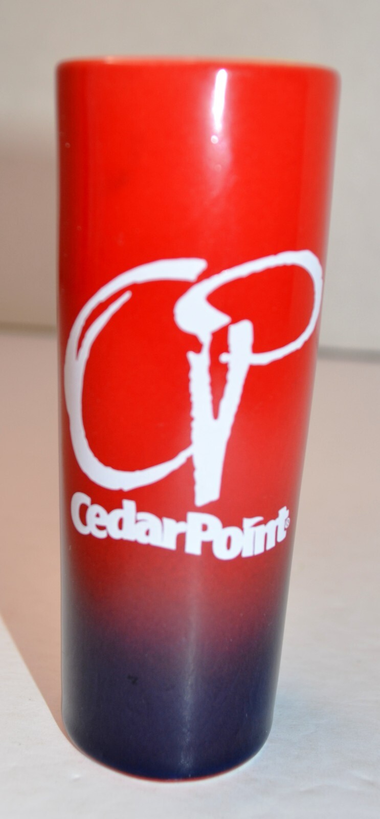 CEDAR POINT OHIO CERAMIC TALL SHOT GLASS