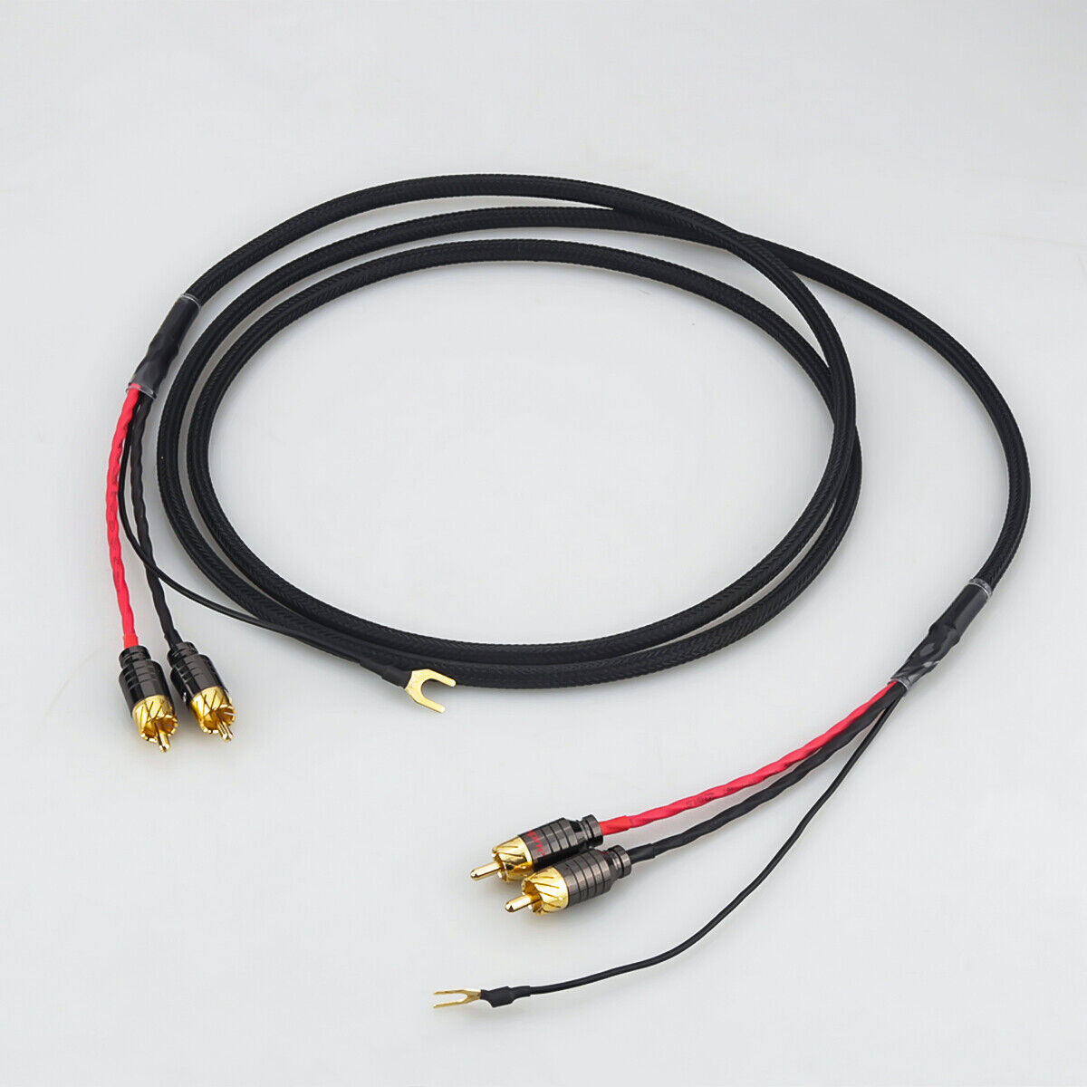 HiFi Turntable OCC Signal Interconnect RCA Cable Cord with Y Plug Ground Wire