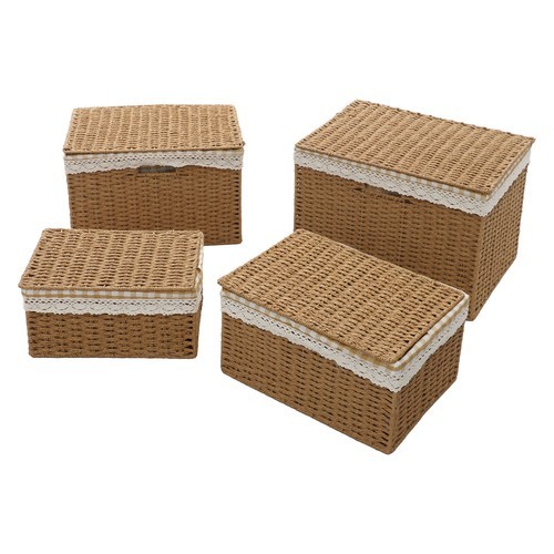 Large Storage Bin Rope Woven Basket Storage Basket with Lid/Handle & Liner