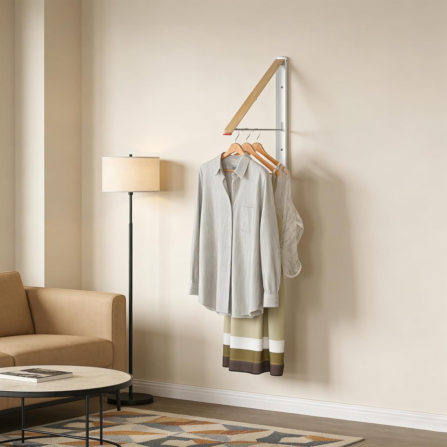 Clothes Drying Rack Wall Mounted for Laundry, Retractable & Foldable Clothes Han