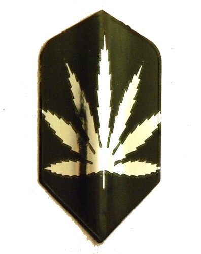 Amerithon Dart Flights - 5 Silver & Black Marijuana Pot Leaf Slim Sets USA made