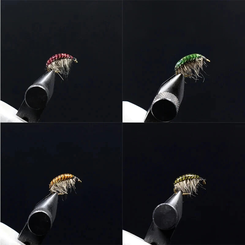 160pcs Fly Tying Scud Gammarus Backs Set 4 Sizes Assorted Realistic Shrimp Backs