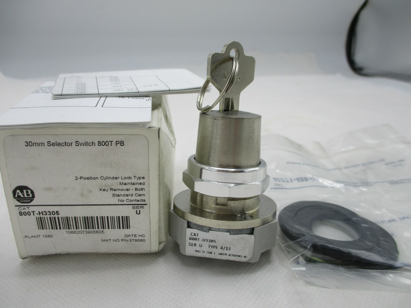 NEW ALLEN-BRADLEY 800T-H3305 SERIES U 2-POSITION CYLINDER LOCK SELECTOR SWITCH