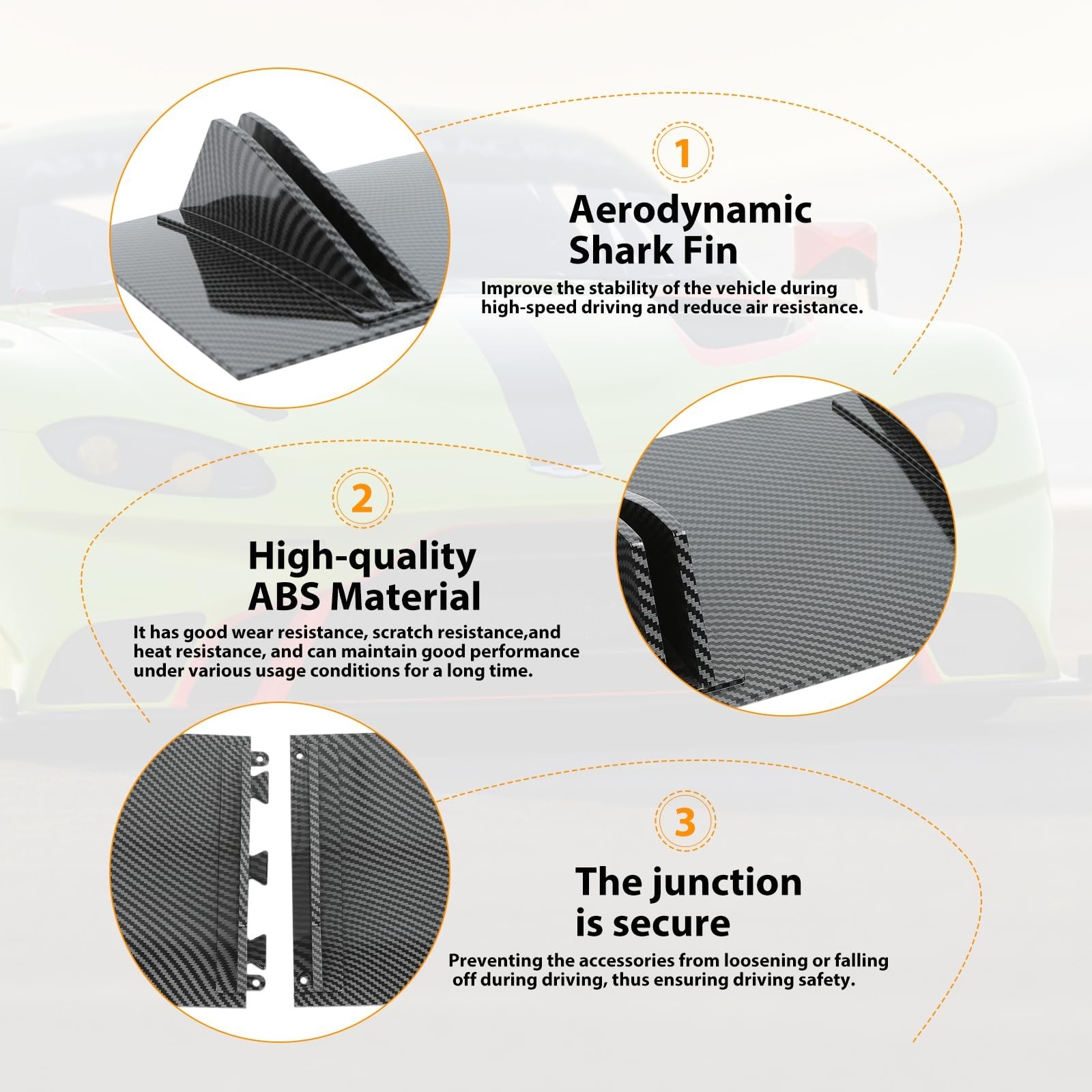 Universal Rear Diffuser Shark Fin 31inch ABS Car Rear Bumper Diffusers 5 Fins...