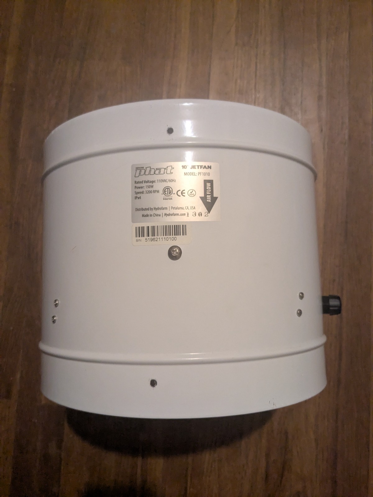 Phat Jetfan 10inch PF1010 1036CFM 120Volts, Grow fan, Inline fan