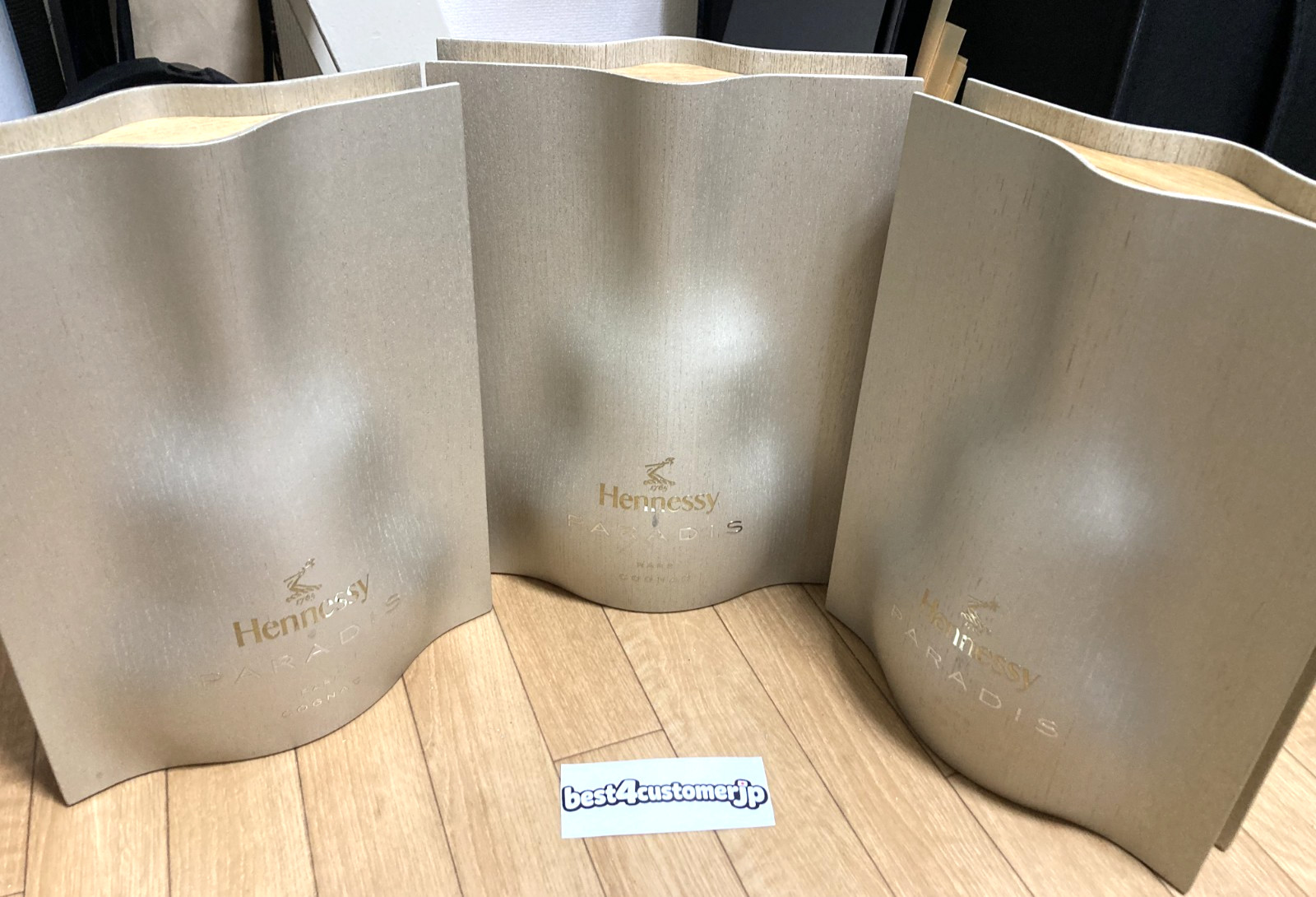 Hennessy Paradis Cognac  Empty Bottle Crystal Decanter Set Of 3 W/ Box
